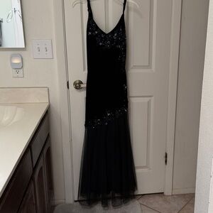 Xscape Elegant Black Maxi Dress with Sequin Details